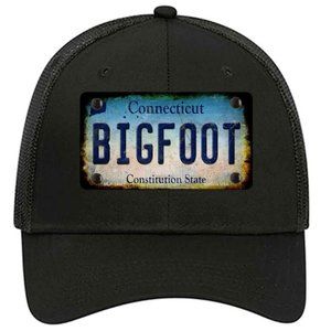 Bigfoot Connecticut Rusty Look Metal on Cotton Velcro Hat - Black